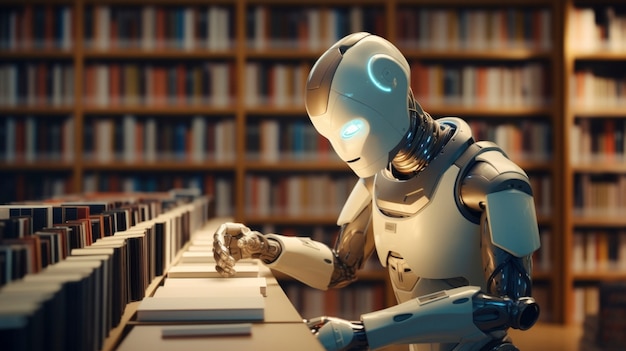 Un robot travaillant comme bibliothécaire à la place des humains