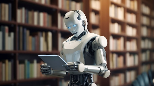 Un robot travaillant comme bibliothécaire à la place des humains