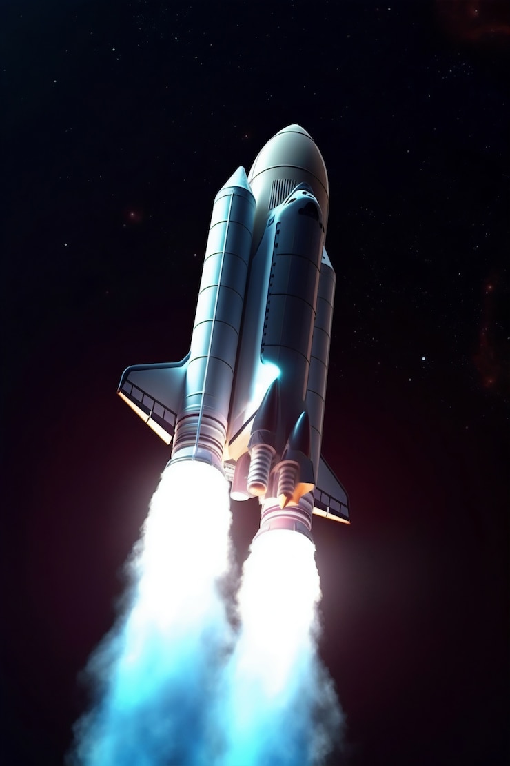 Photo gratuit rocket volant dans l&#39;espace