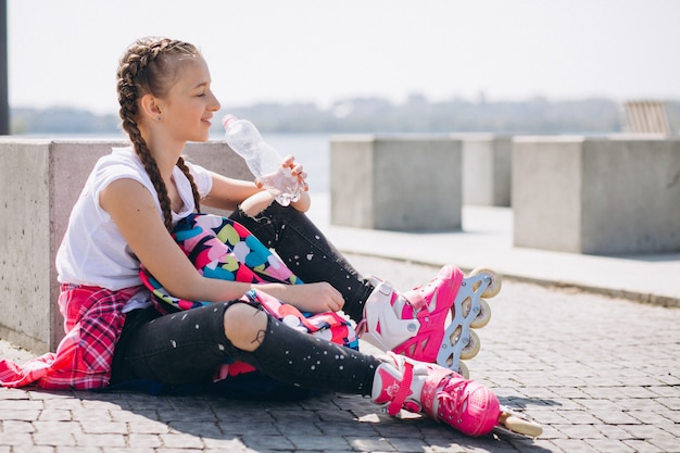 Roller Girl et l&#39;eau potable