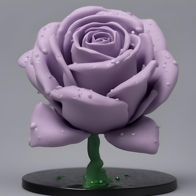 Photo gratuite rose violette avec gouttes d'eau sur fond gris illustration 3d