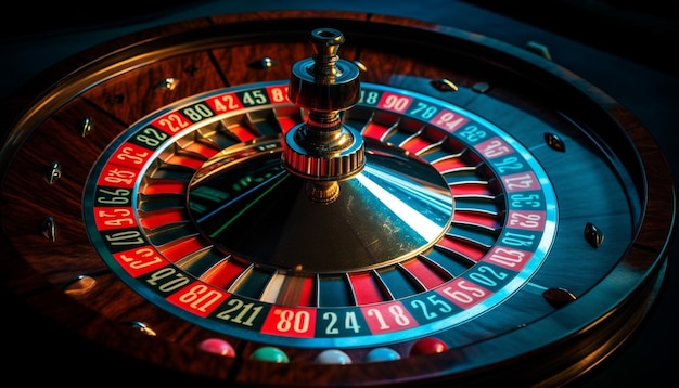 Photo gratuite la roue de la roulette qui tourne apporte des risques et de la richesse au casino généré par l'ia