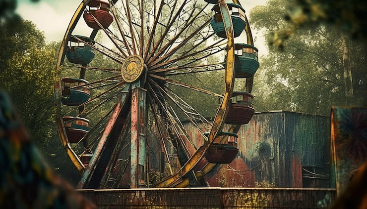 Photo gratuit rouet de joie lors d'un carnaval abandonné généré par l'ia