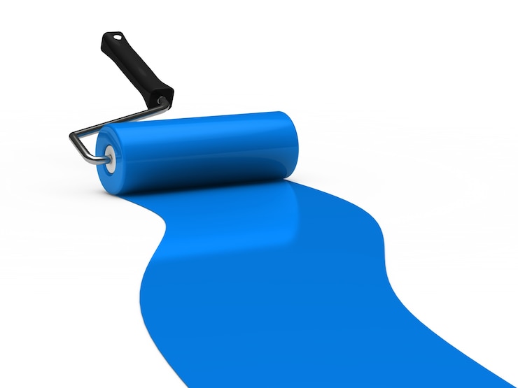 Photo gratuit rouleau de peinture bleue