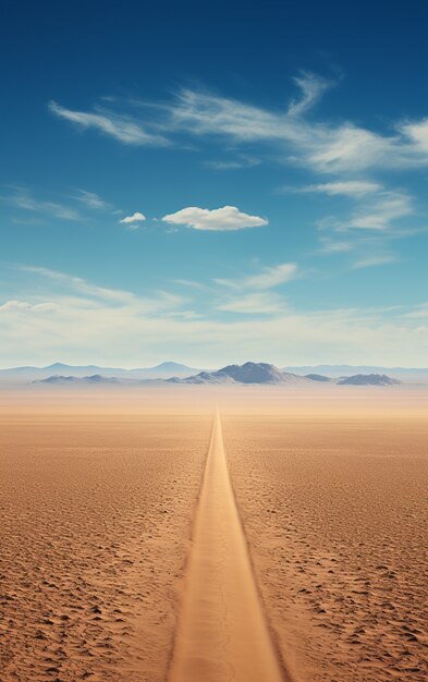 Une route du désert photoréaliste minimaliste
