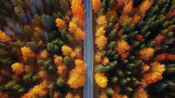 Photo gratuite une route à travers une forêt d'automne