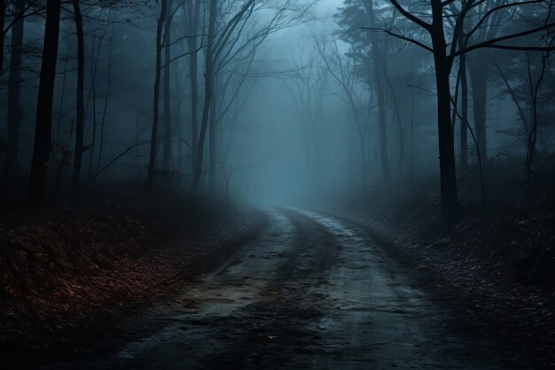 Route vide dans une atmosphère sombre