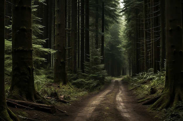 Route vide dans une atmosphère sombre