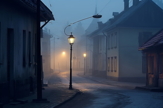 Route vide dans une atmosphère sombre