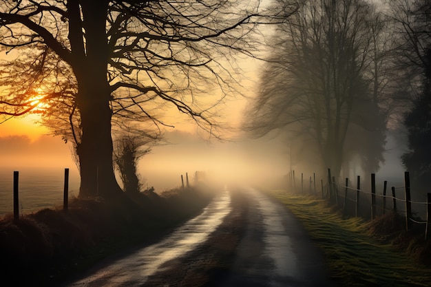 Photo gratuite route vide dans une atmosphère sombre