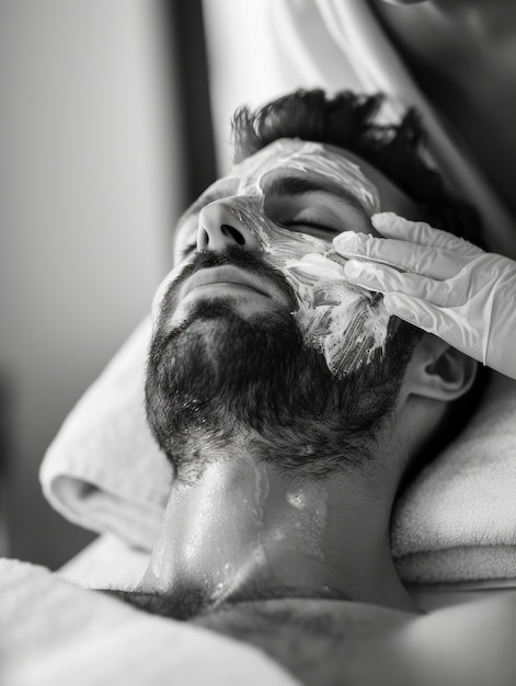 Routine de soins de la peau du portrait de l'homme