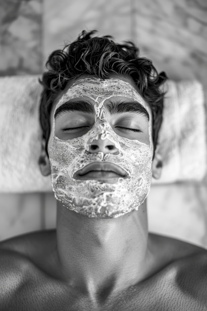 Routine de soins de la peau du portrait de l'homme