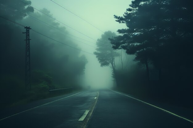 Rue vide dans une atmosphère sombre