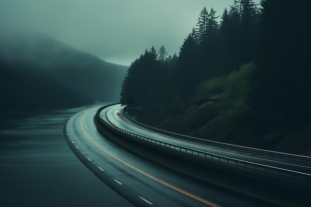 Photo gratuite rue vide dans une atmosphère sombre