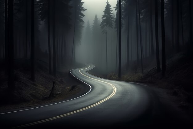 Une rue vide dans une atmosphère sombre
