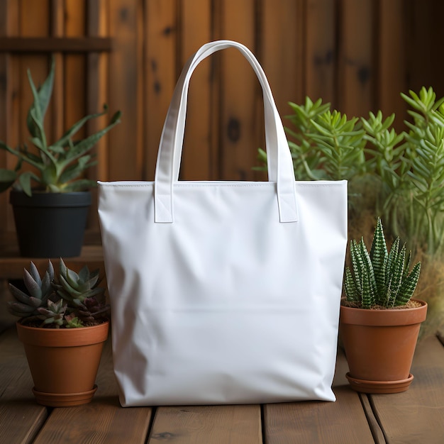 sac écologique uni en coton blanc pour le design
