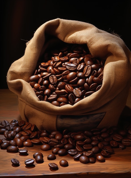 Photo gratuite sac de grains de café torréfiés