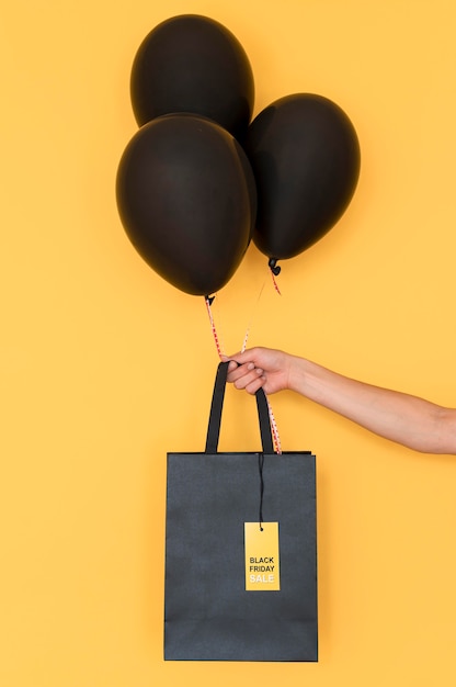 Sac shopping noir et ballons