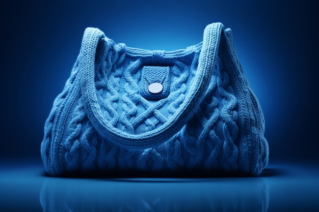 Sac en tricot bleu nature morte