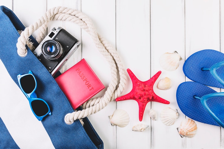 Photo gratuit sac et vacances à la mer
