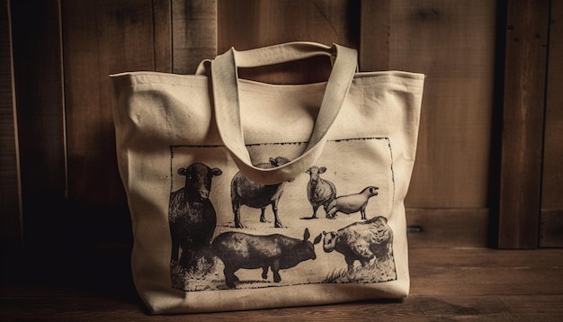 Photo gratuite sac de vache rustique avec motif en cuir généré par ai