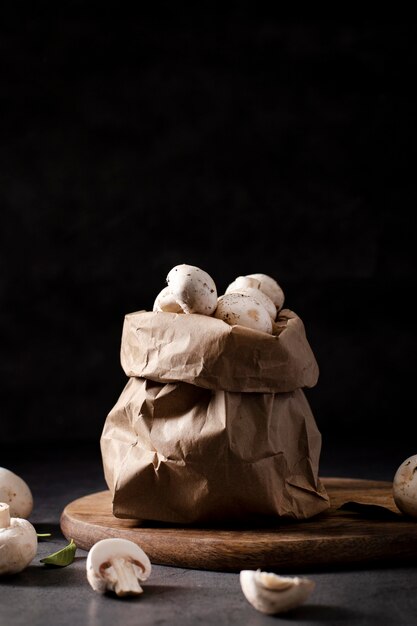 Sac vue de face avec champignons