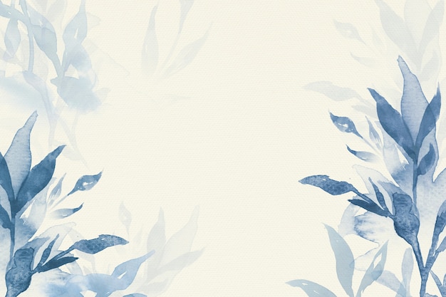 Saison d'hiver esthétique de fond de feuille aquarelle bleue