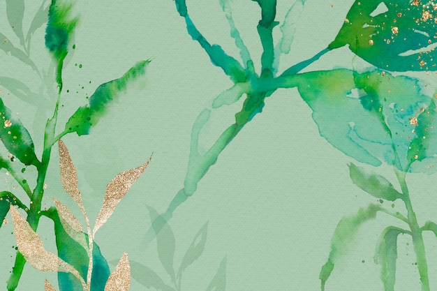 Saison de printemps esthétique de fond de feuille aquarelle verte