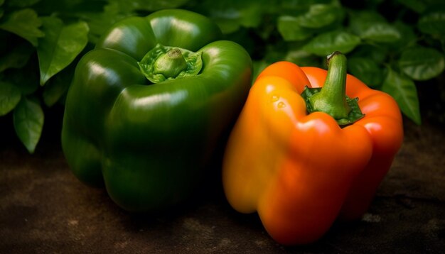 Photo gratuite salade de légumes sains avec des poivrons multicolores mûrs générés par l'ia