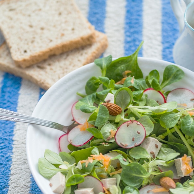 Photo gratuite salade de radis et pain