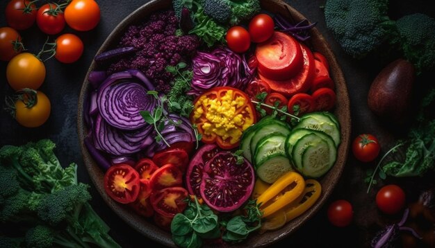 Salade végétarienne saine avec des ingrédients biologiques frais générés par l'IA