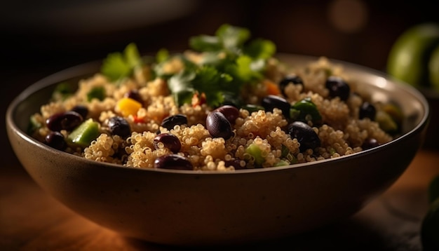 Photo gratuite saladier sain avec des légumes et des fruits de quinoa générés par l'ia