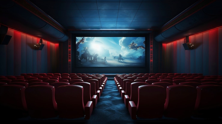 Photo gratuit salle de cinéma 3d avec sièges