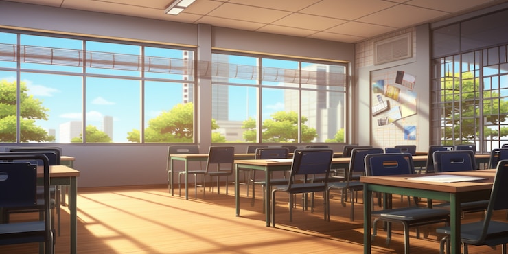 Photo gratuit la salle de classe de l'école dans le style anime
