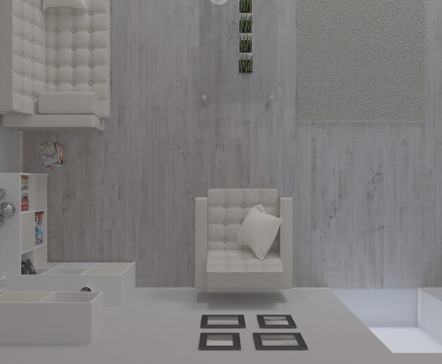 Salon 3D contemporain Mobilier intérieur et moderne