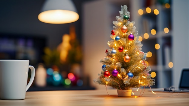 Photo gratuite sapin de noël d'intérieur décoré de beaucoup d'ornements