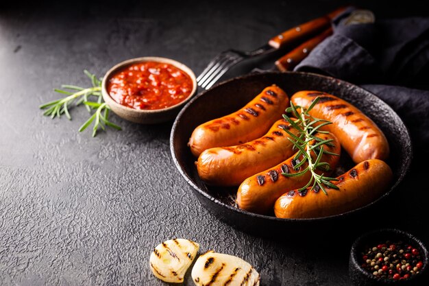 Saucisses délicieuses frites