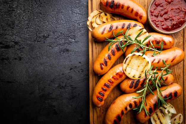 Saucisses délicieuses frites