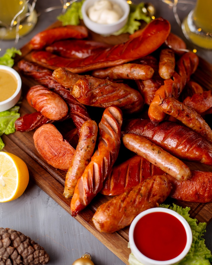 Photo gratuit saucisses sur la table