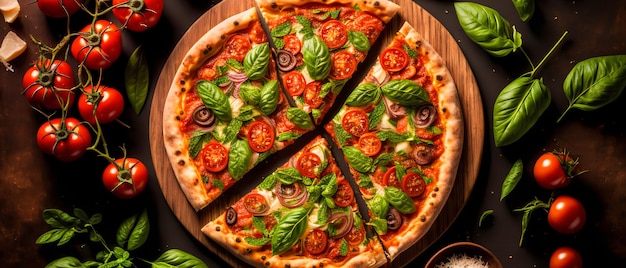 Photo gratuite savoureuse recette italienne de pizza traditionnelle faite maison