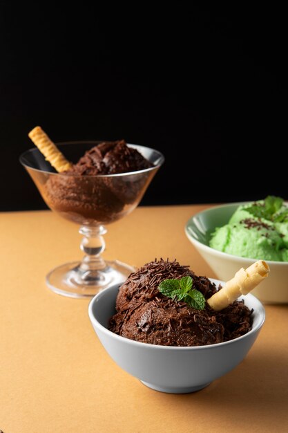 Savoureuses glaces au chocolat et à la menthe