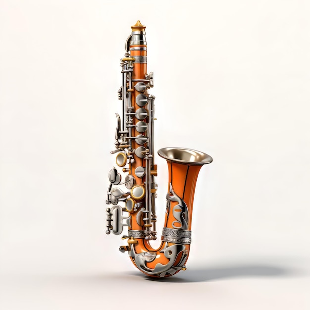 Photo gratuite saxophone isolé sur un fond blanc rendu en 3d