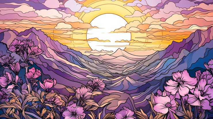 Photo gratuit scène artistique inspirée du style art nouveau avec des représentations colorées