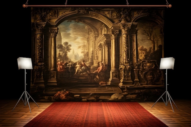 Photo gratuite scène de beaux-arts baroque toile de fond numérique