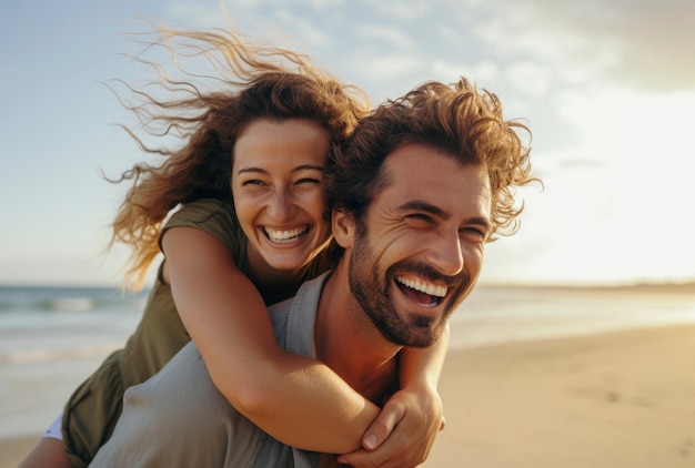 Scène de bonheur photoréaliste avec un couple heureux