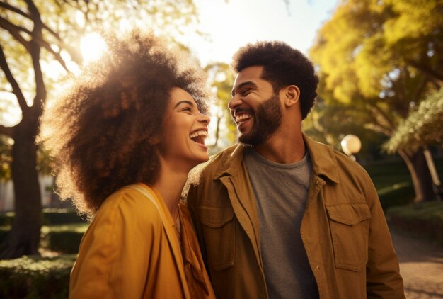 Scène de bonheur photoréaliste avec un couple heureux