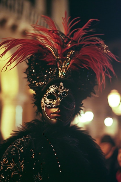 Photo gratuite scène de carnaval avec des gens qui célèbrent et apprécient l'amusement