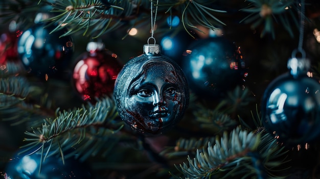 Photo gratuite scène de célébration de noël dans le style sombre avec un décor d'horreur