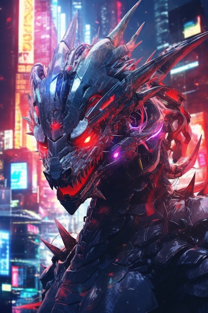 Photo gratuite une scène cool avec une bête dragon futuriste