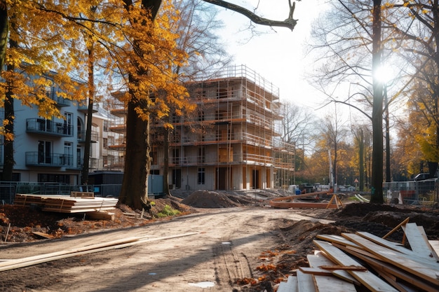 Photo gratuite scène du chantier avec l'équipement